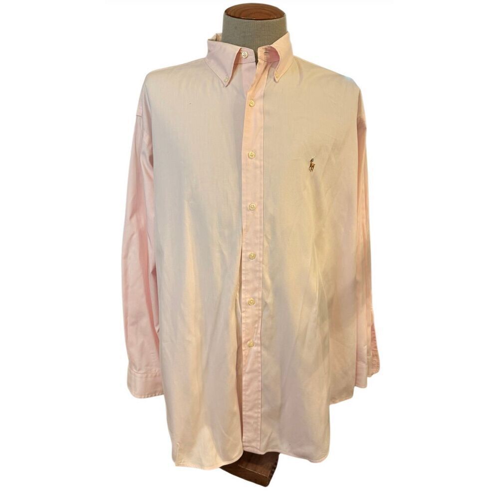 Ralph Lauren Yarmouth Pinpoint Oxford Pink Button Down Shirt Sz. 18 (34/35)